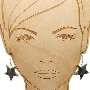 Vintage Star-Shaped Shimmering Ceramic Dangle Earrings